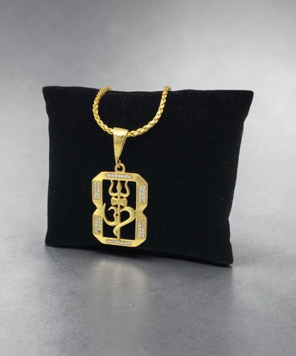 TRISHUL OM MICRO GOLD PLATED CHAIN PENDANT