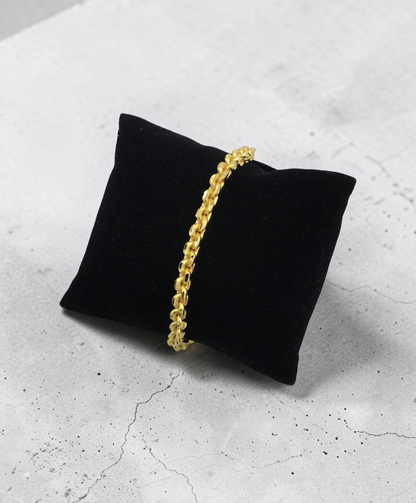DIAMOND CUT ROLO MICRO GOLD PLATED BRACELET FOR MEN | PREMIUM BRASS BRACELET