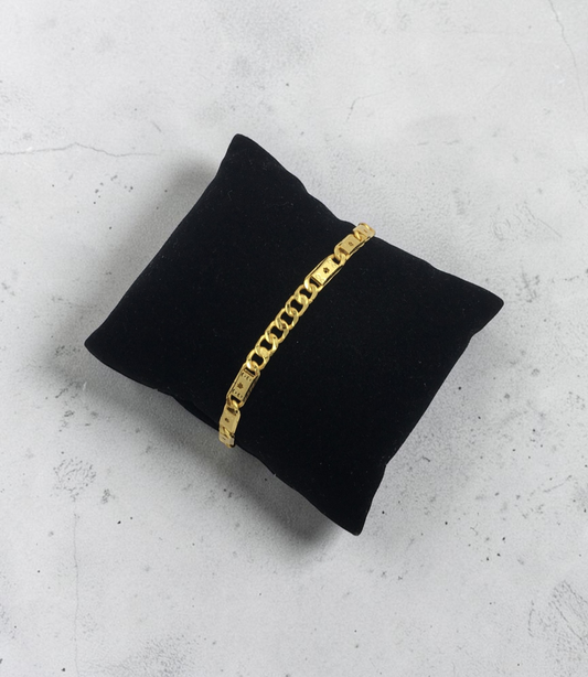 REGAL FIGARO MICRO GOLD PLATED BRACELET FOR MEN | PREMIUM BRASS BRACELET