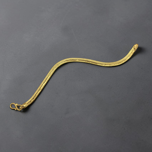 AURUM HERRINGBONE MICRO GOLD PLATED BRACELET FOR MEN | PREMIUM BRASS BRACELET