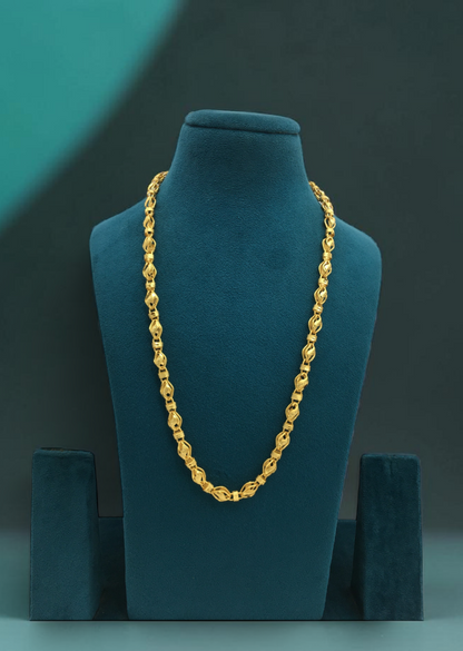 ROYAL INFINITY WEAVE MICRO GOLD PLATED CHAIN FOR MEN | PREMIUM BRASS WEAVE CHAIN