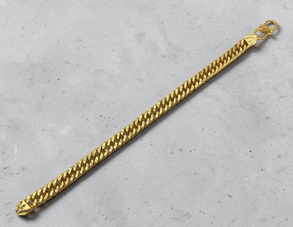 CURB LINK MICRO GOLD PLATED BRACELET FOR MEN | PREMIUM BRASS CURB LINK BRACELET