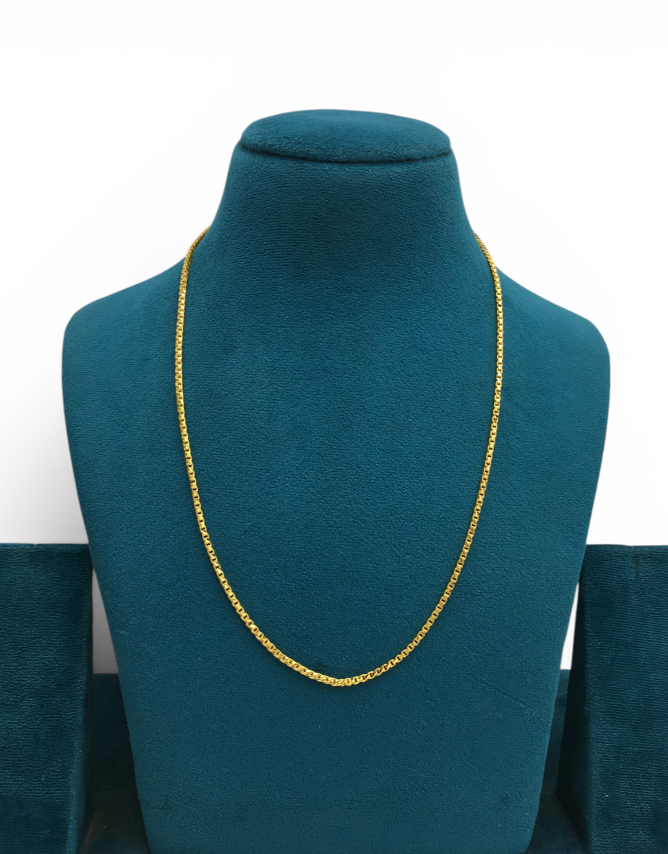 AURA GRID SLIM MICRO GOLD PLATED CHAIN FOR MEN | PREMIUM BRASS GOLD CHAIN