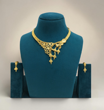 AARNA VALLI SHORT NECKLACE SET WITH EARRINGS FOR WOMEN | ONE GRAM FORMING TRADITIONAL JEWELLERY