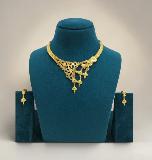 AARNA VALLI SHORT NECKLACE SET WITH EARRINGS FOR WOMEN | ONE GRAM FORMING TRADITIONAL JEWELLERY