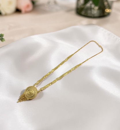 RAJVI CHANDRIKA ONE GRAM FORMING LONG NECKLACE SET WITH EARRINGS FOR WOMEN | TRADITIONAL GOLD FINISH JEWELLERY