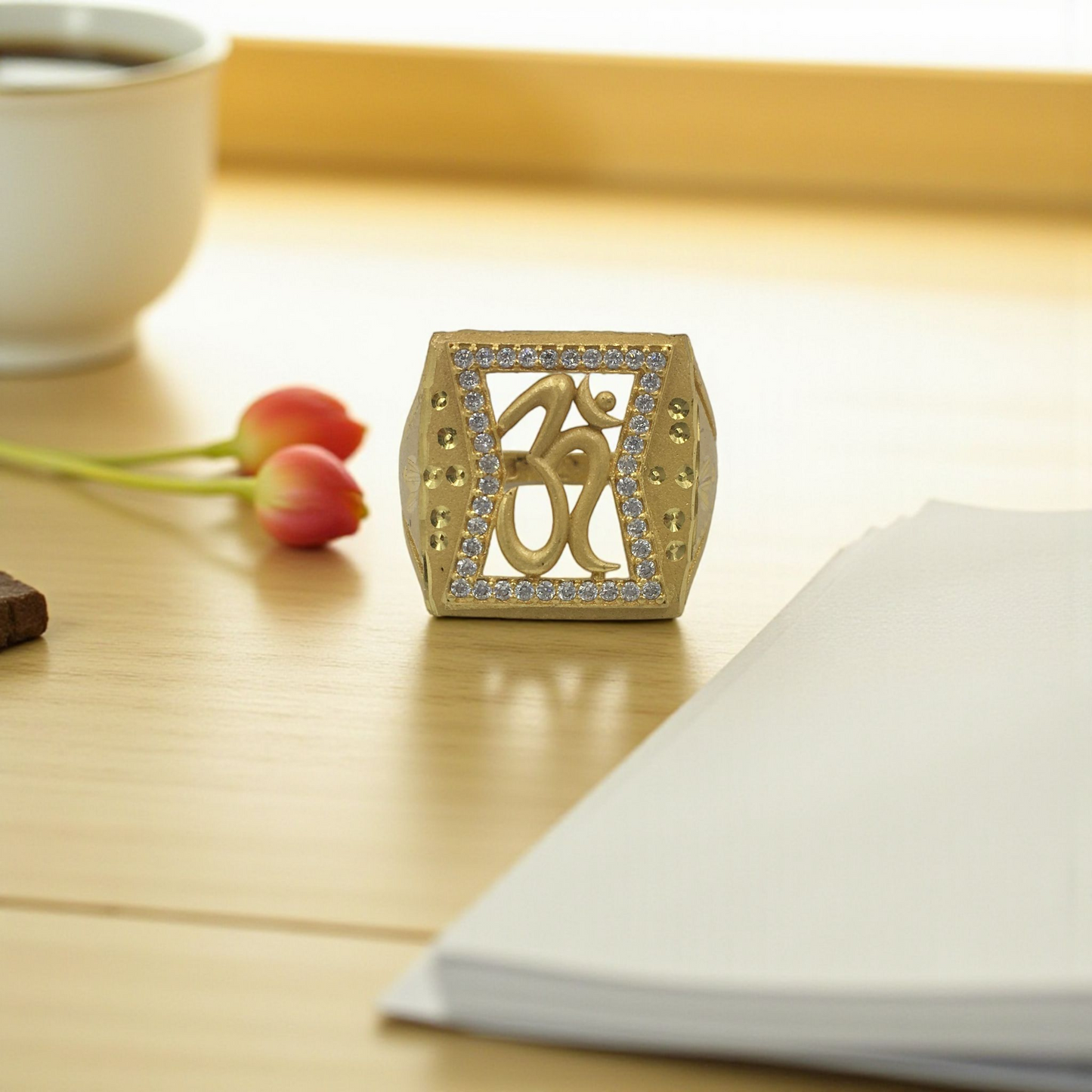 OM DIAMOND MICRO GOLD PLATED RING