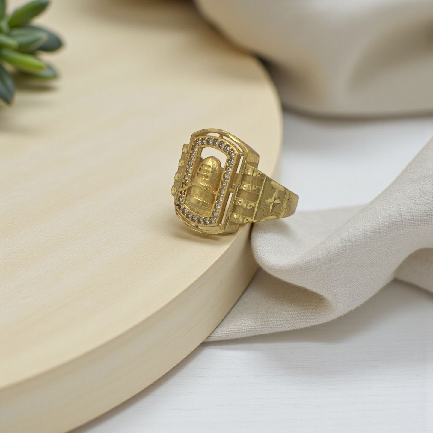 MAHAKAL DIAMOND MICRO GOLD PLATED RING