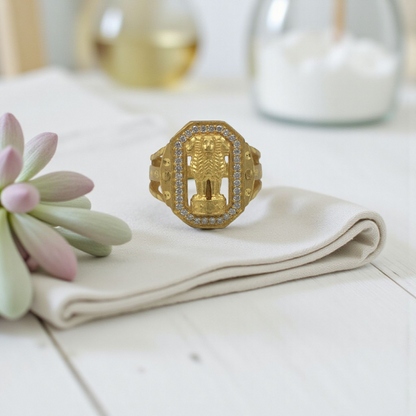 SATYAMEV JAYATE DIAMOND GOLD PLATED RING
