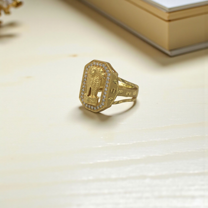SATYAMEV JAYATE DIAMOND GOLD PLATED RING