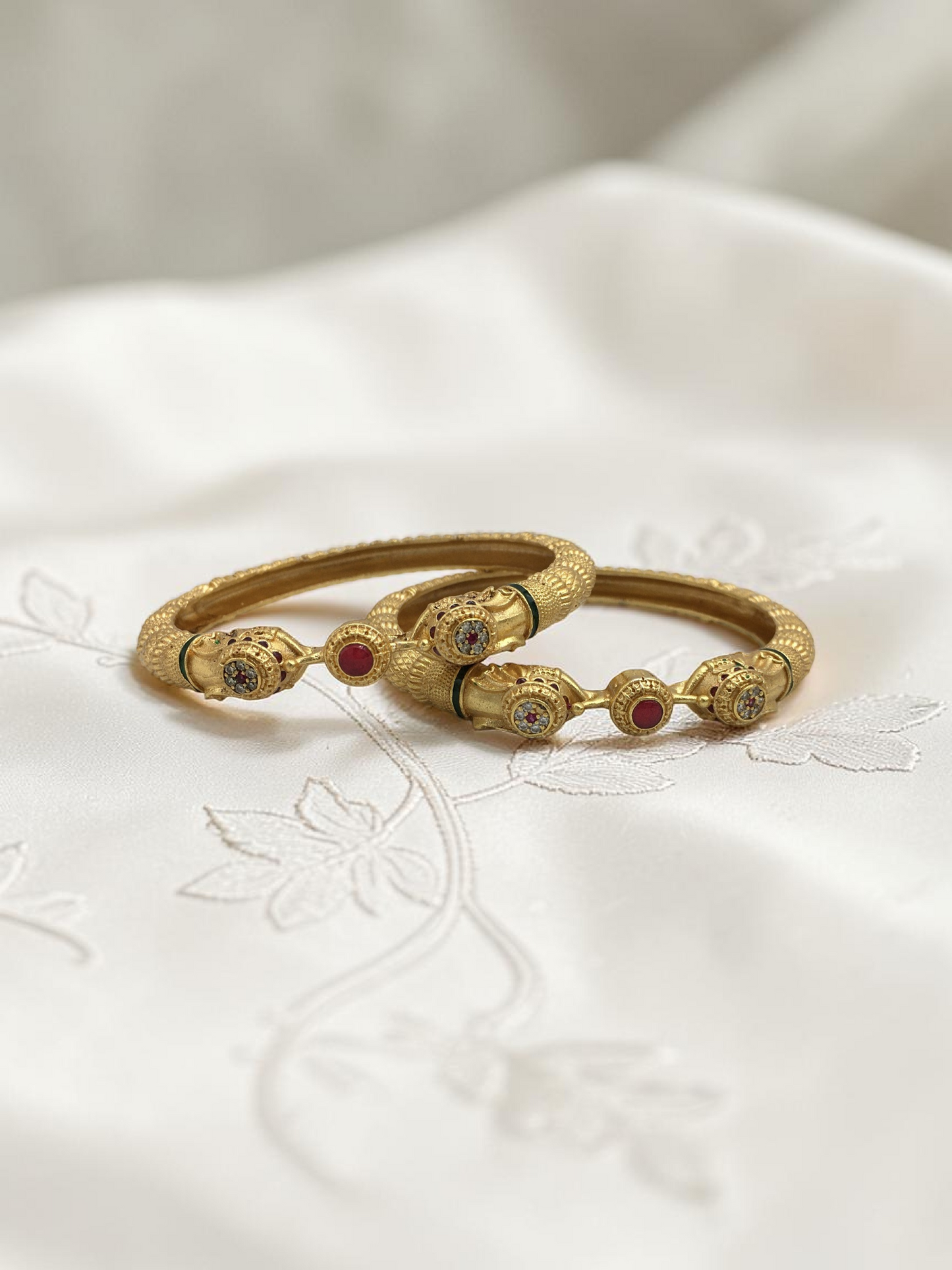 RAJWADI ROUND STONE MICRO GOLD PLATED KADA BANGLES FOR WOMEN