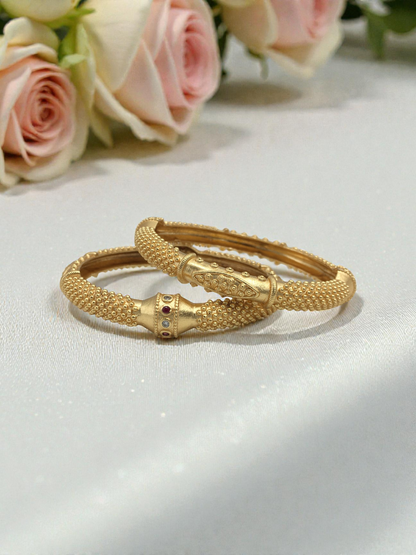 RAJWADI TEXTURED MICRO GOLD PLATED KADA BANGLES FOR WOMEN