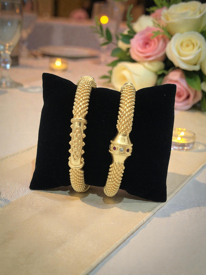 RAJWADI TEXTURED MICRO GOLD PLATED KADA BANGLES FOR WOMEN