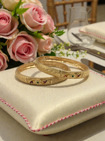 PAISLEY FLORAL MICRO GOLD PLATED BANGLES FOR WOMEN