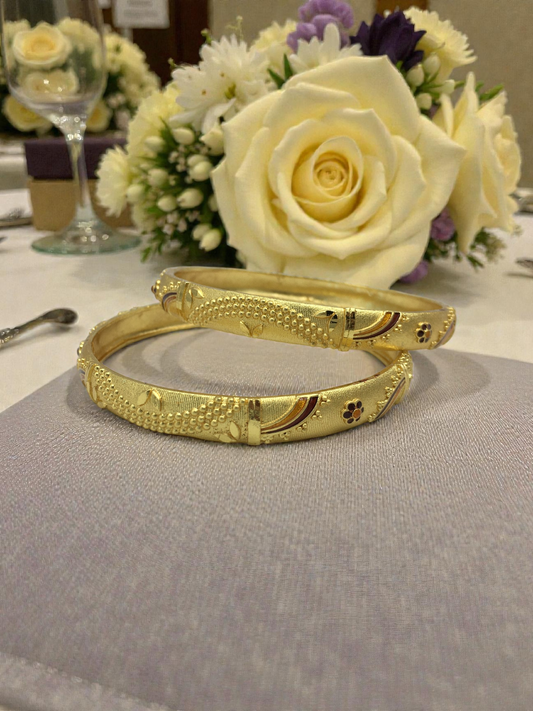 FLORAL WAVE MICRO GOLD PLATED BANGLES FOR WOMEN