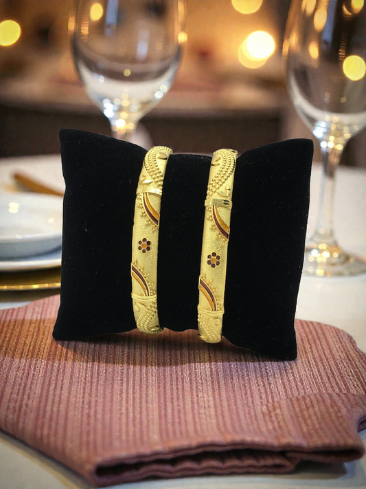FLORAL WAVE MICRO GOLD PLATED BANGLES FOR WOMEN