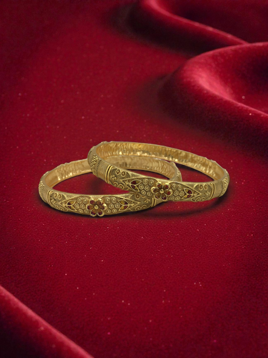 FLORAL FILIGREE MICRO GOLD PLATED BANGLES FOR WOMEN