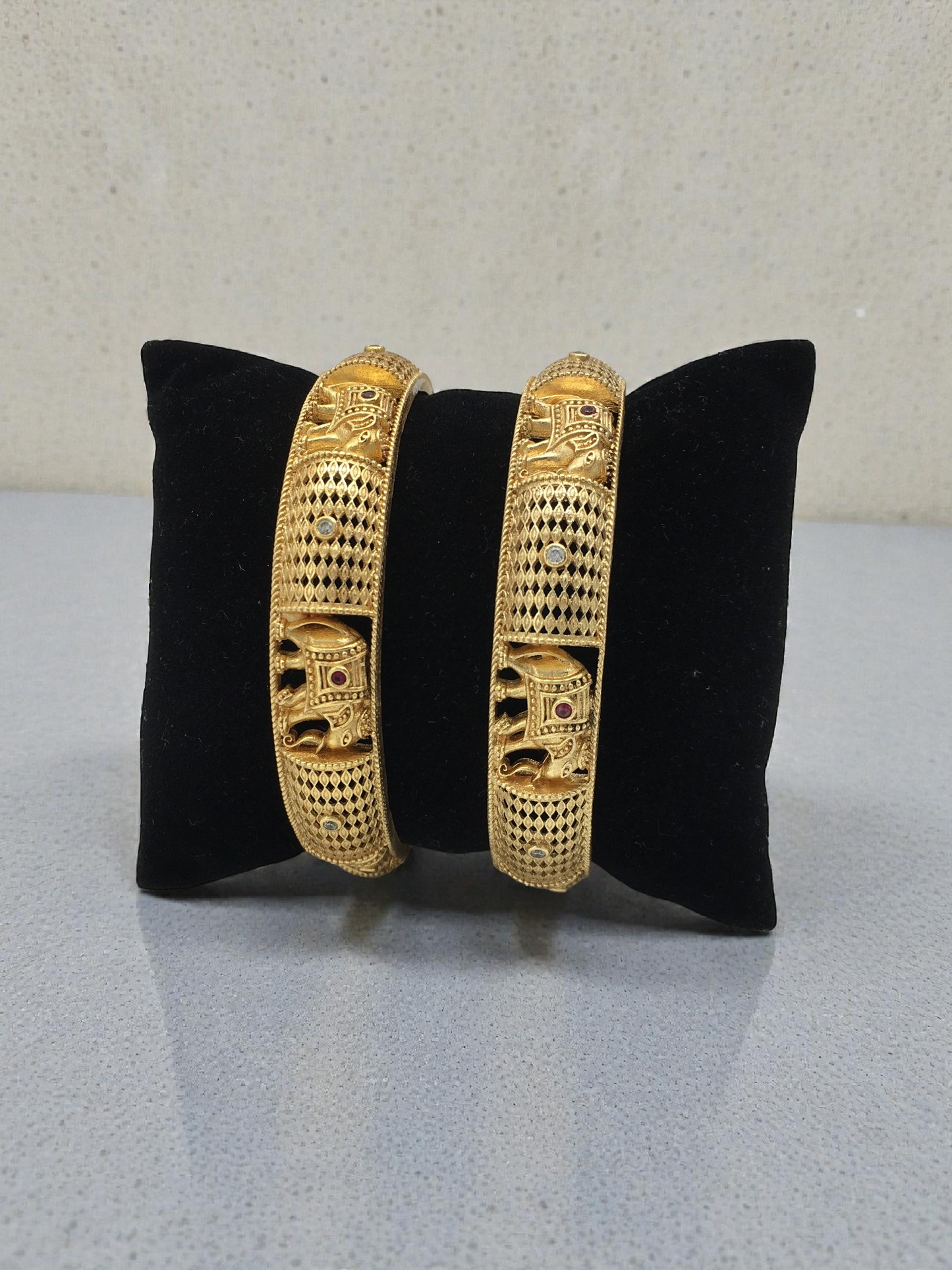 RAJWADI ELEPHANT DESIGN MICRO GOLD PLATED BANGLES FOR WOMEN