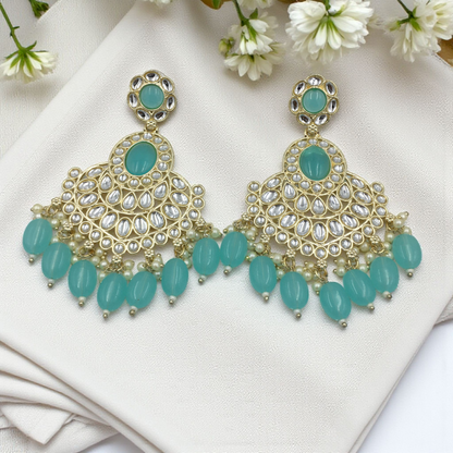 PEARL ROUGE KUNDAN DROPS CHANDBALI