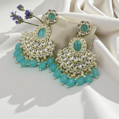 PEARL ROUGE KUNDAN DROPS CHANDBALI