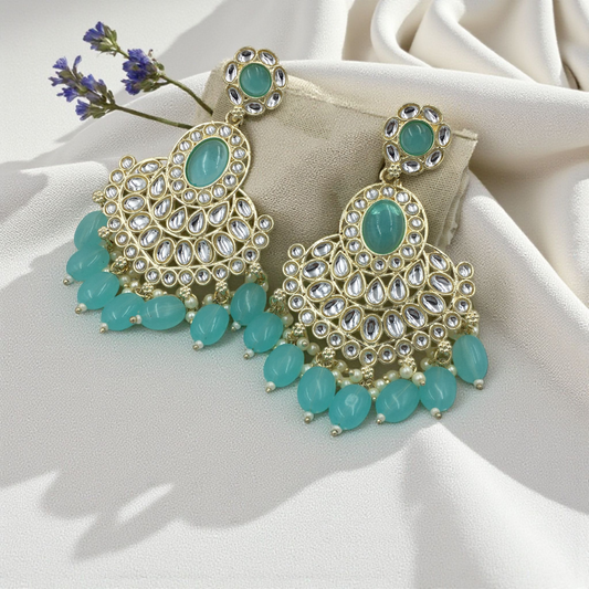 PEARL ROUGE KUNDAN DROPS CHANDBALI