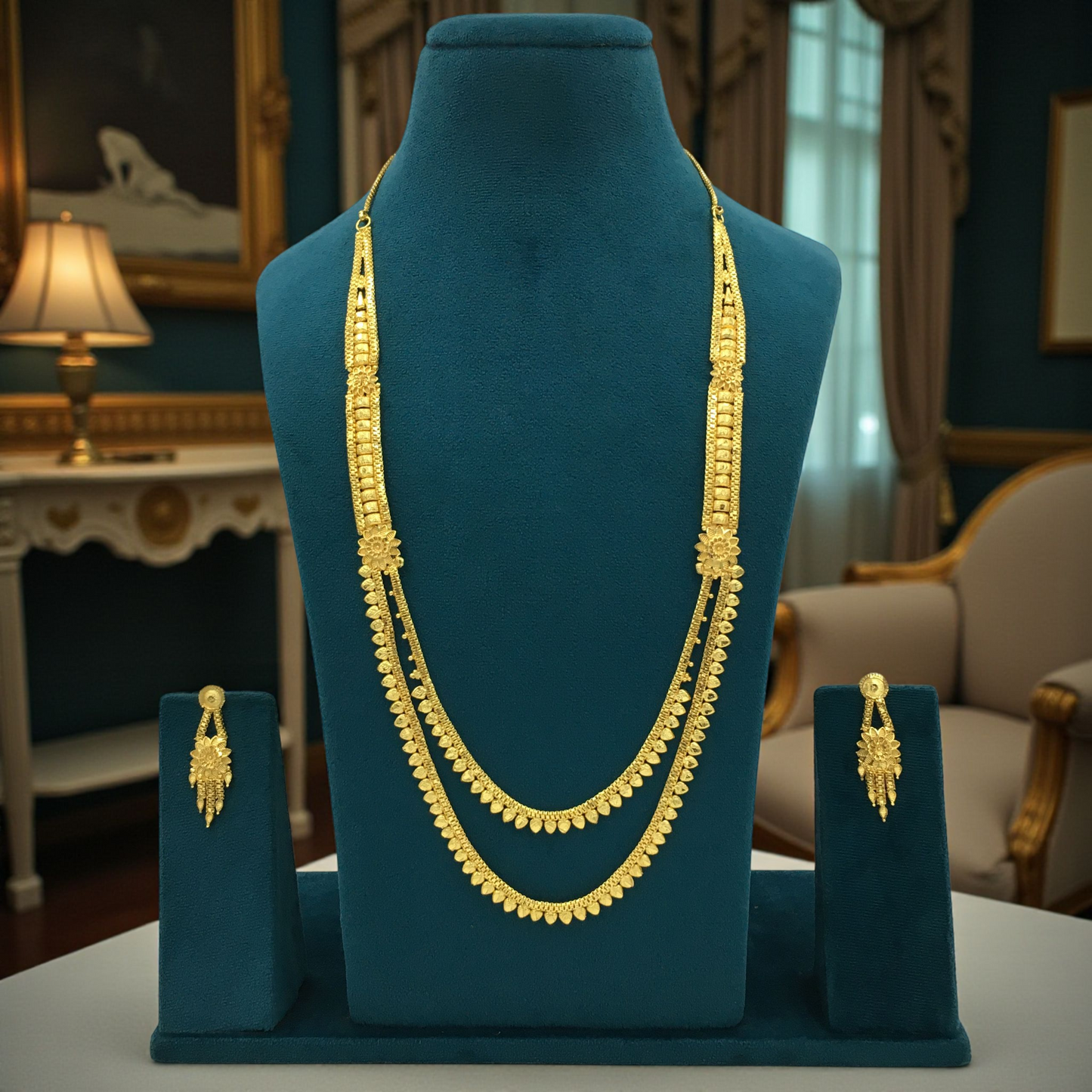 SAANVI MICRO GOLD LONG NECKLACE SET