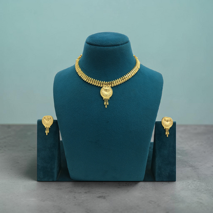 CHANDRIKA KANTHA ONE GRAM FORMING SHORT NECKLACE SET WITH EARRINGS