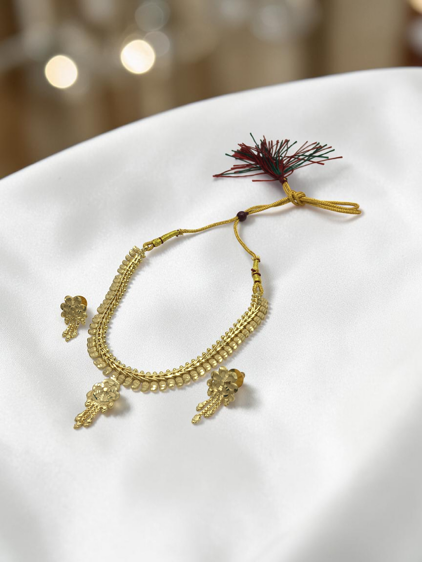 KANAK MALLIKA ONE GRAM FORMING SHORT NECKLACE SET WITH EARRINGS