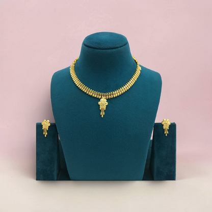 AARINI PUSHPA ONE GRAM FORMING SHORT NECKLACE SET WITH EARRINGS