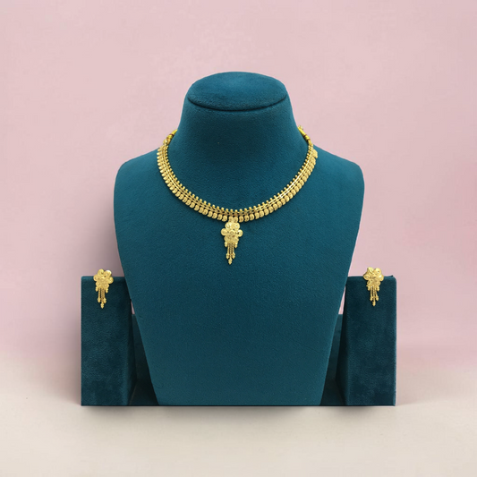 AARINI PUSHPA ONE GRAM FORMING SHORT NECKLACE SET WITH EARRINGS