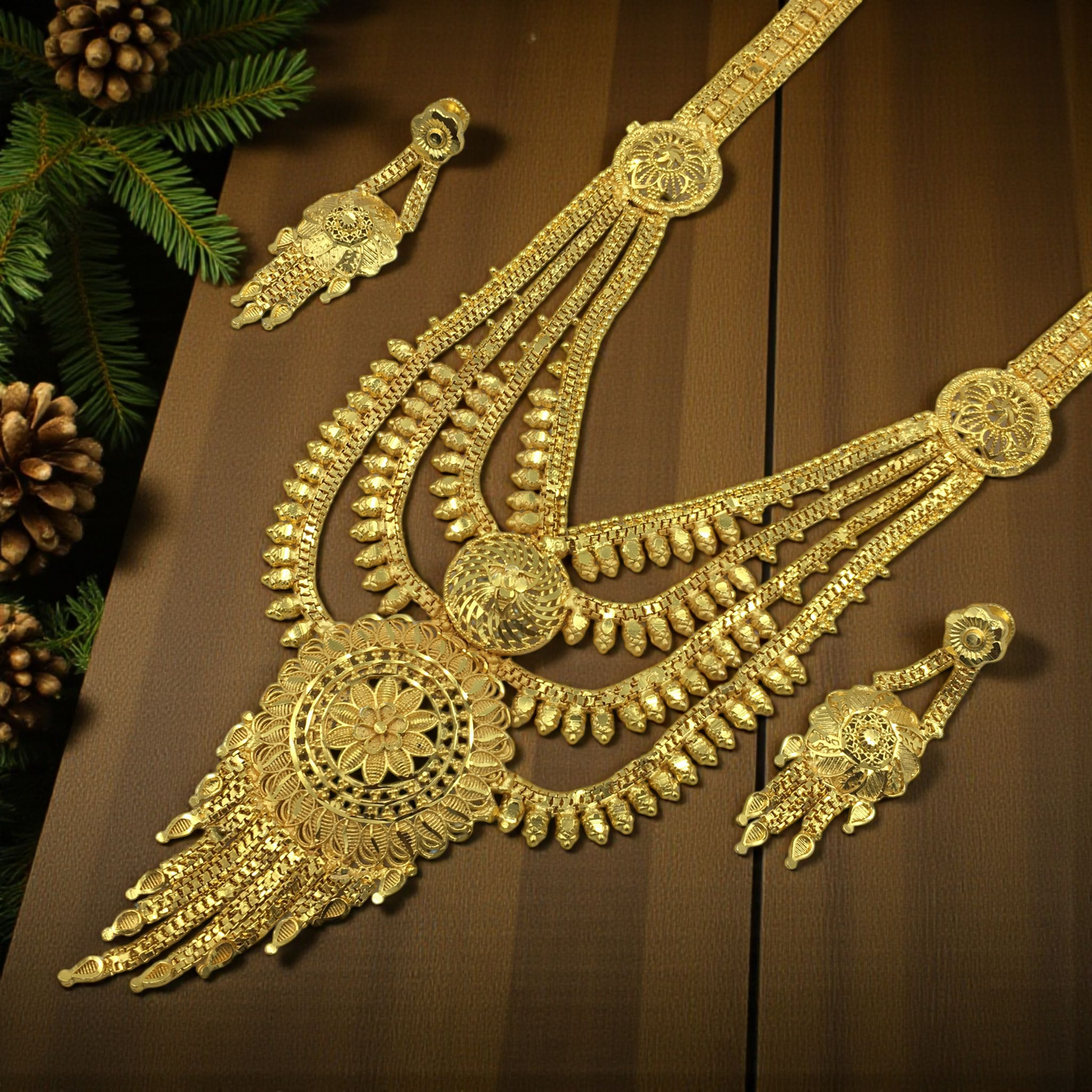 KIARA MICRO GOLD LONG NECKLACE SET