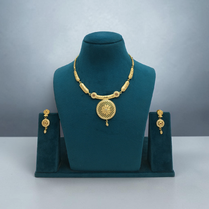 RAJVI PADMA AD STONE ONE GRAM FORMING SHORT NECKLACE SET WITH EARRINGS | TRADITIONAL WOMEN'S JEWELLERY
