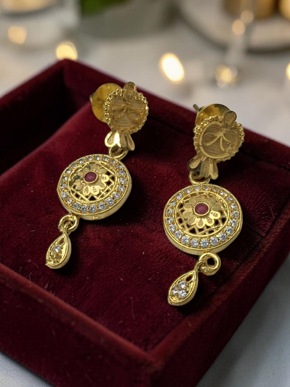 RAJVI PADMA AD STONE ONE GRAM FORMING SHORT NECKLACE SET WITH EARRINGS | TRADITIONAL WOMEN'S JEWELLERY