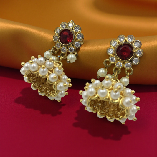 RED ROYALE  MICRO GOLD JHUMKAS