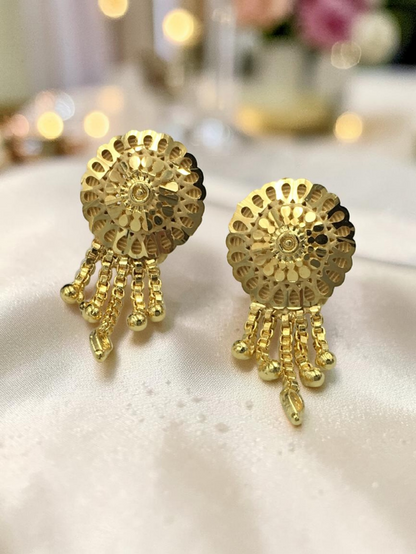 KANAK SURYIKA ONE GRAM FORMING SHORT NECKLACE SET WITH EARRINGS FOR WOMEN | TRADITIONAL GOLD FINISH JEWELLERY