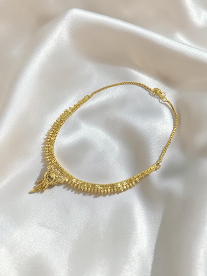 KANAK SURYIKA ONE GRAM FORMING SHORT NECKLACE SET WITH EARRINGS FOR WOMEN | TRADITIONAL GOLD FINISH JEWELLERY
