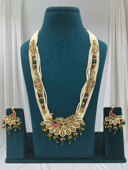 MAHARANI PEACOCK LONG NECKLACE SET
