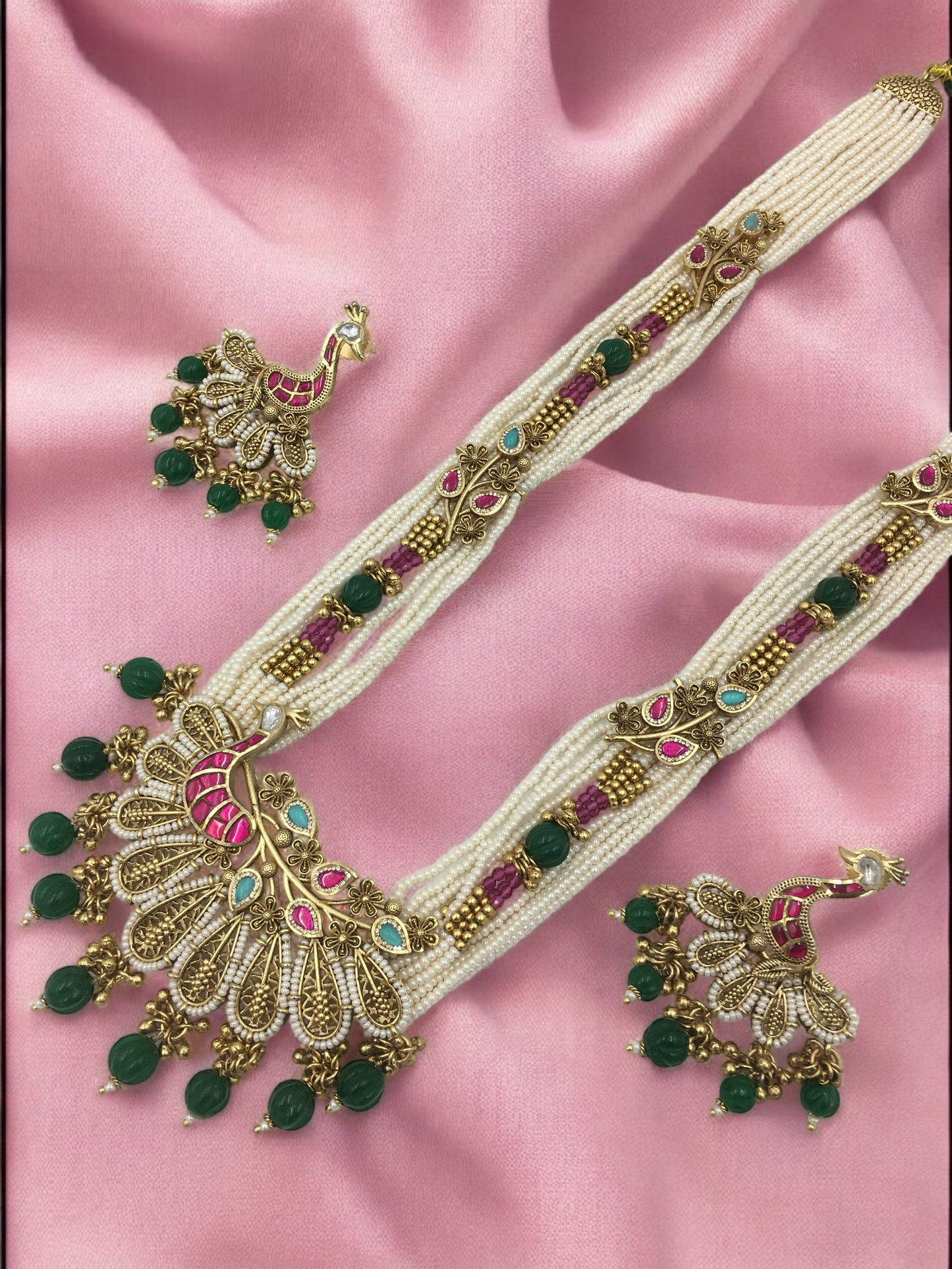 MAHARANI PEACOCK LONG NECKLACE SET