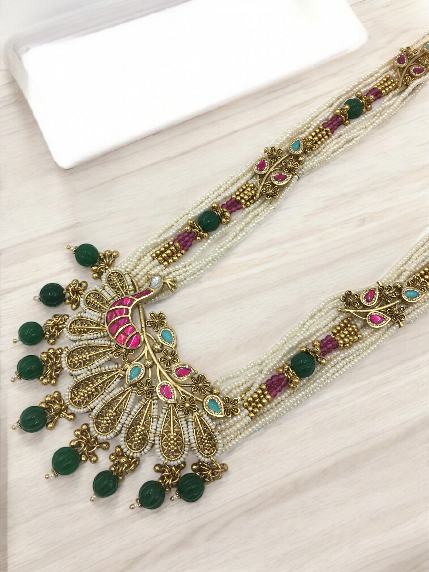 MAHARANI PEACOCK LONG NECKLACE SET