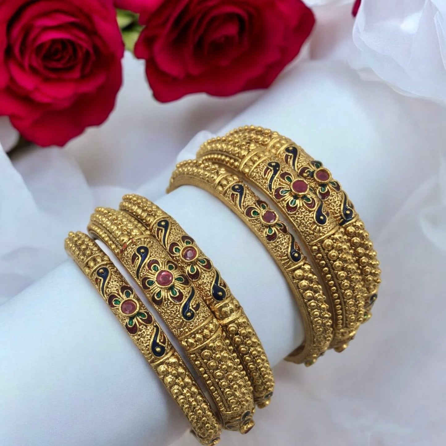 MEENAKARI MAJESTY BRASS BANGLE SET
