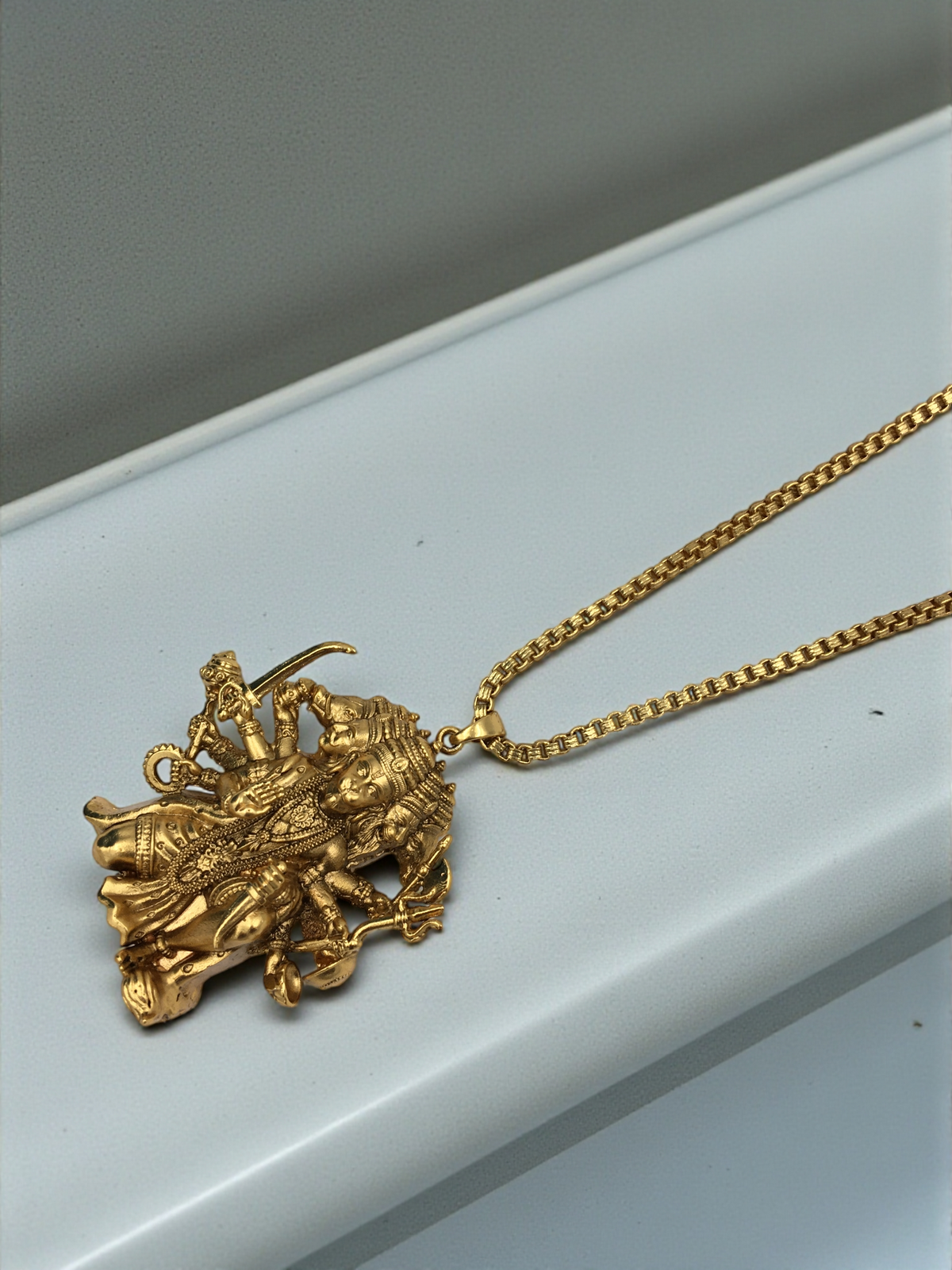 ANTIQUE PANCHMUKHI HANUMAN CHAIN PENDANT SET – HIGH GOLD POLISH | 18 INCH DEVOTIONAL NECKLACE