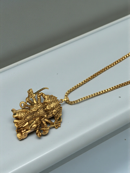 ANTIQUE PANCHMUKHI HANUMAN CHAIN PENDANT SET – HIGH GOLD POLISH | 18 INCH DEVOTIONAL NECKLACE