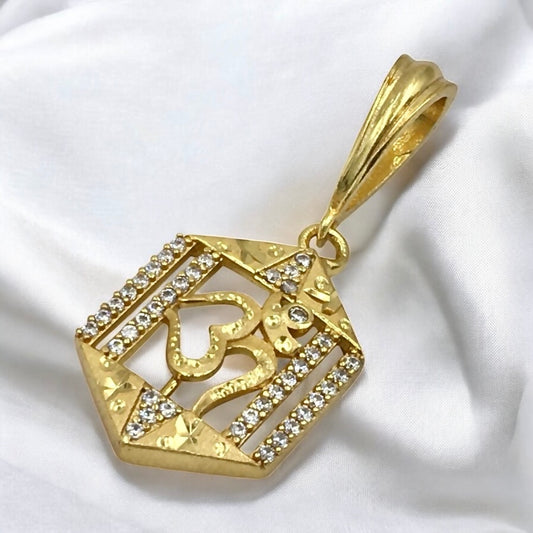 OM HEXAGON MICRO GOLD PENDANT
