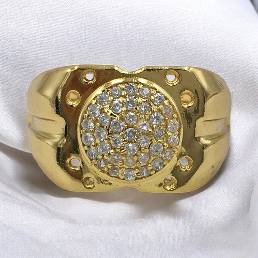 ROUND AMERICAN DIAMOND MICRO GOLD PLATED RING