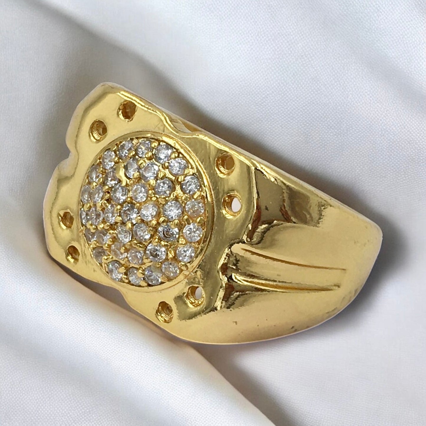 ROUND AMERICAN DIAMOND MICRO GOLD PLATED RING