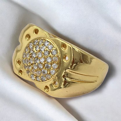 ROUND AMERICAN DIAMOND MICRO GOLD PLATED RING
