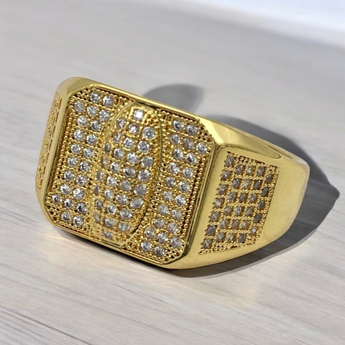 TITANEDGE AMERICAN DIAMOND MICRO GOLD PLATED RING