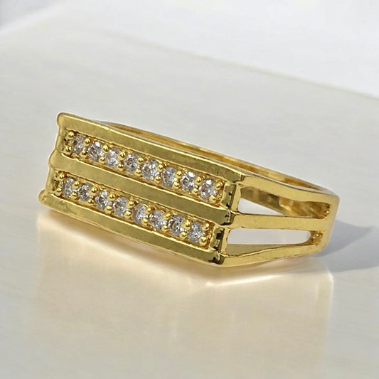 IGNITE AMERICAN DIAMOND MICRO GOLD PLATED RING