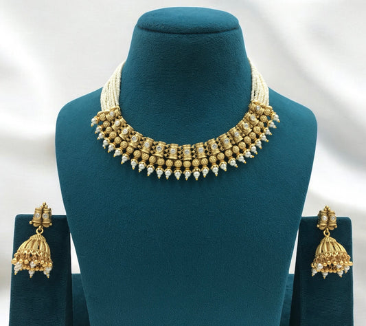 RAJWADI CLASSIC PEARL NECKLACE SET