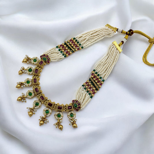 VAISHNAVI RAJWADI NECKLACE SET